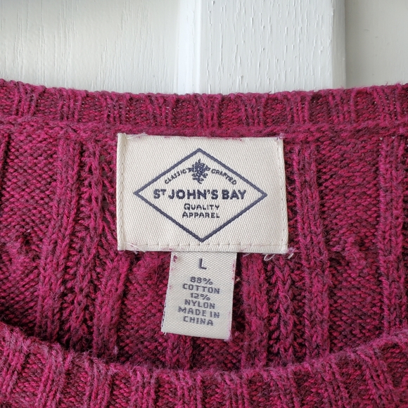 St John's Bay Sweater size L burgundy and brown - Picture 4 of 5